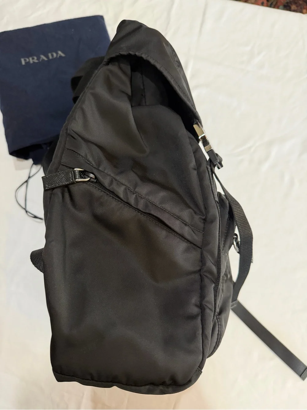 Prada Black Tessuto Nylon Montagna Double Buckle Backpack